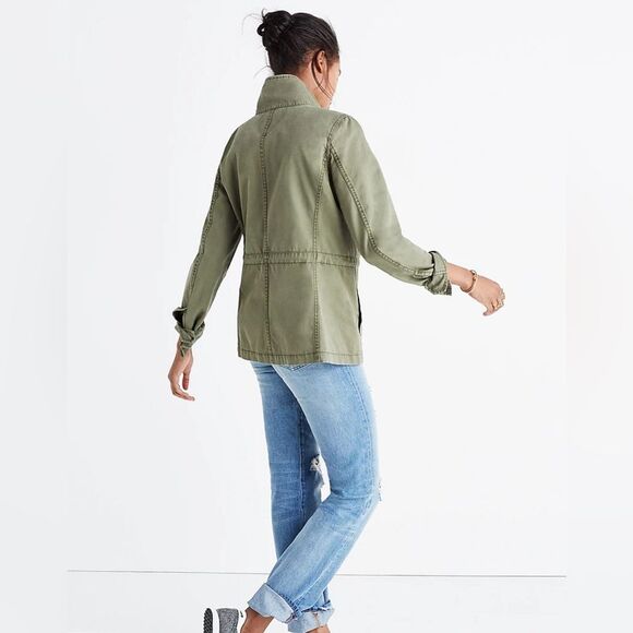 Madewell Olive Army Green Fleet Jacket Womens Size Small - Picture 3 of 7